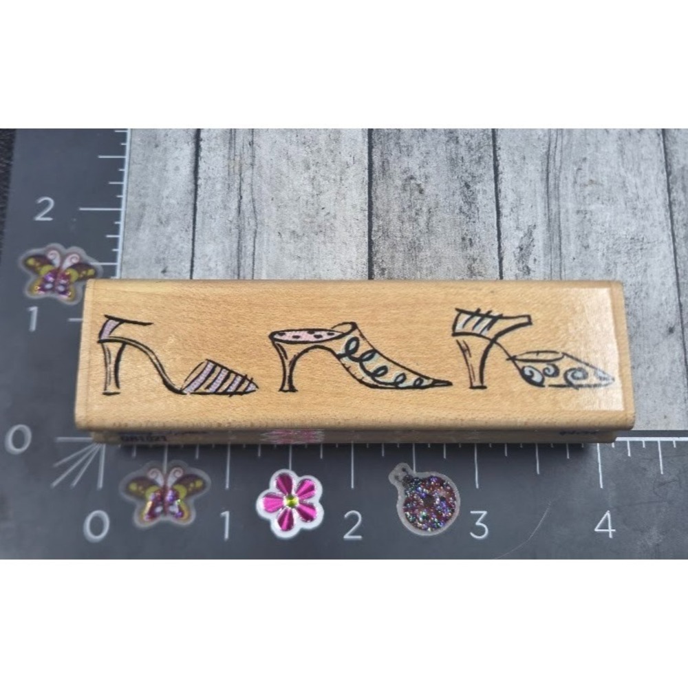 Stampabilities Sassy Slippers Shoes Fashion QR1021 Border Rubber Stamp Wood #M99